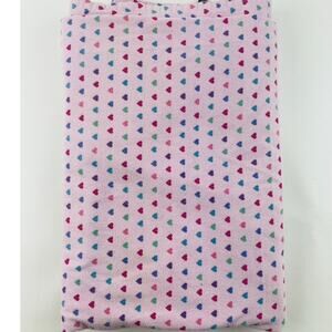 Cuddl Duds Cotton Twin Size Flannel FLAT SHEET Multi Hearts Made Turkey Pink Ko
